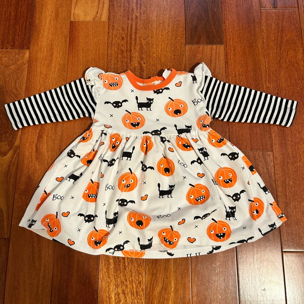 TesaBabe Baby Halloween Dress - Bamboo Cotton Blend - Pumpkin Print